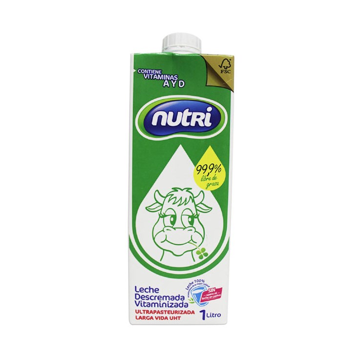 Cartón Leche Descremada Nutri 1 Lt.