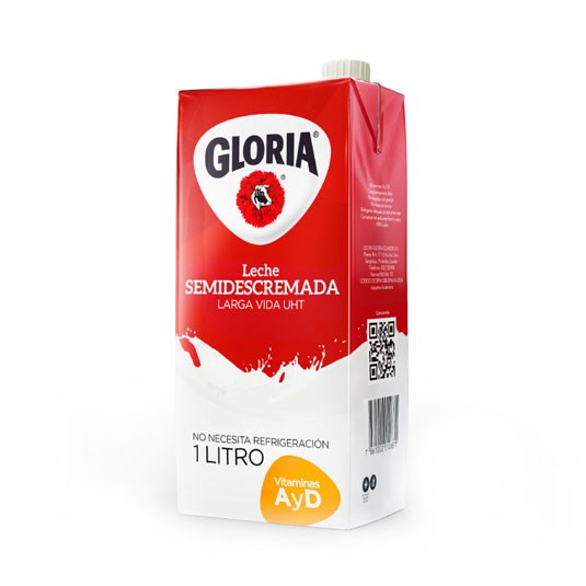 Leche Semidescremada Uht Gloria 1 Lt.