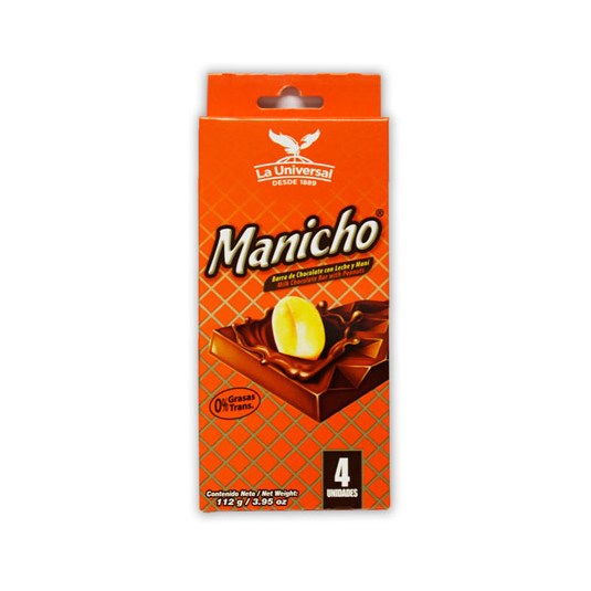 Manicho Chocolate Leche Y Maní X 4Un 112 Gr