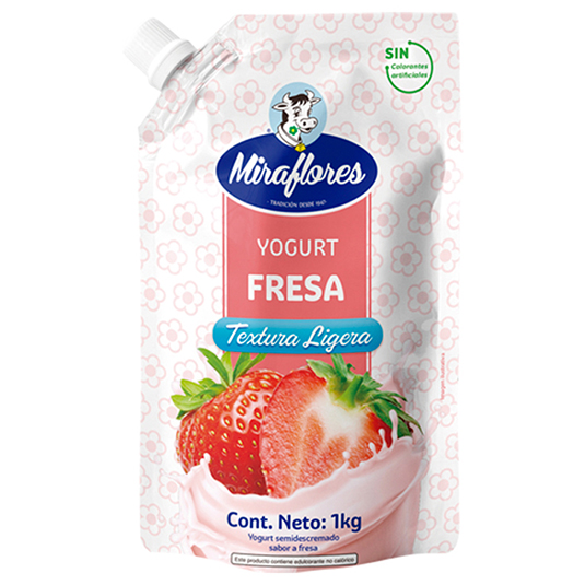 Miraflores Yogurt Bebible Sabor Fresa Doypack 1 Lt