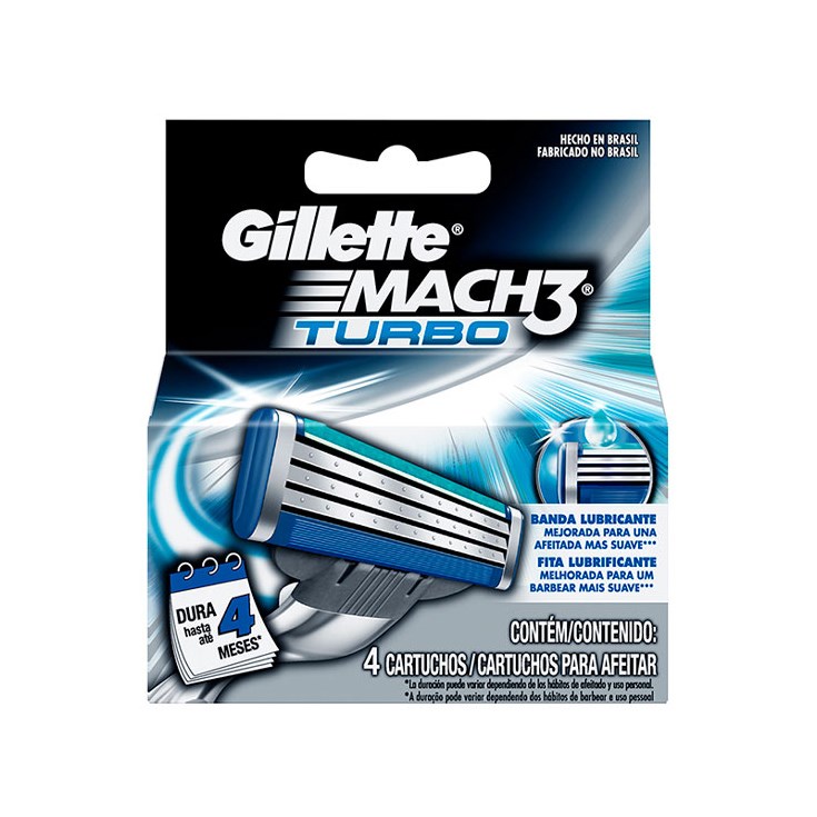Afeitadora Gillette Mach 3 Hojas Turbo Cartuc