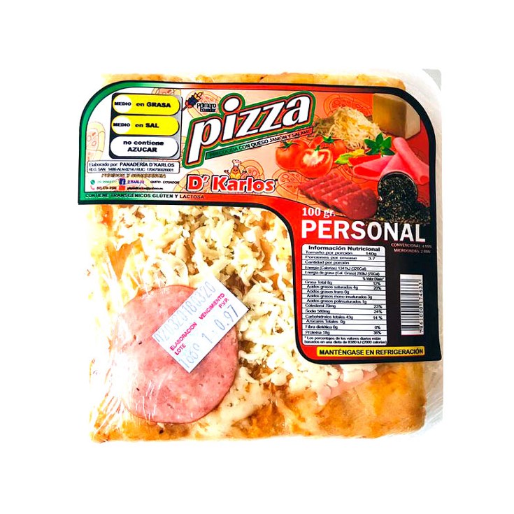 Pizza Personal D´Karlos 100 Gr
