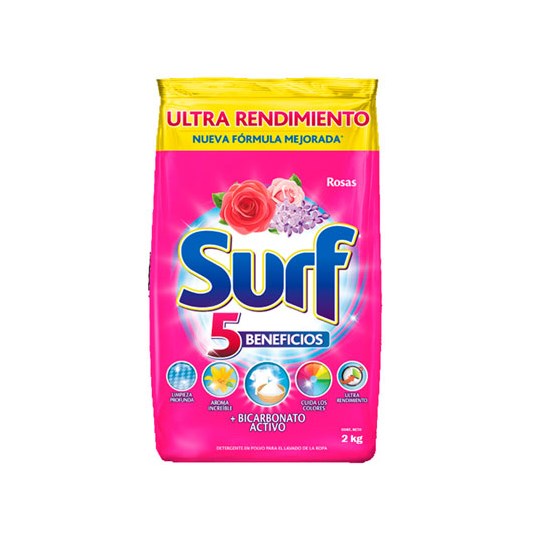 Detergente En Polvo Rosas Lilas Surf 2 Kg