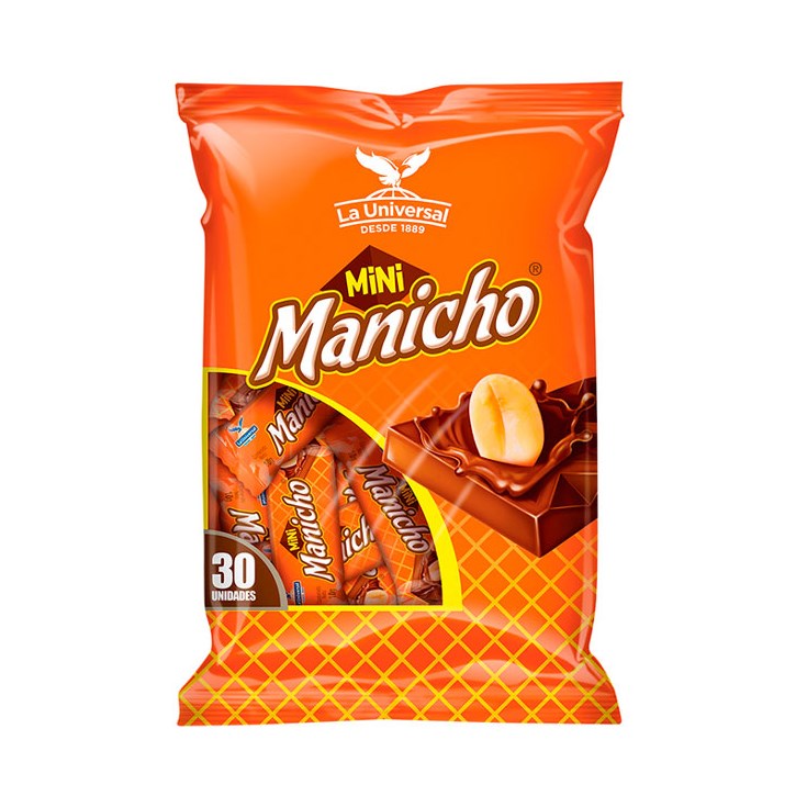 Mini Manicho Chocolate Leche Y Maní Funda 300