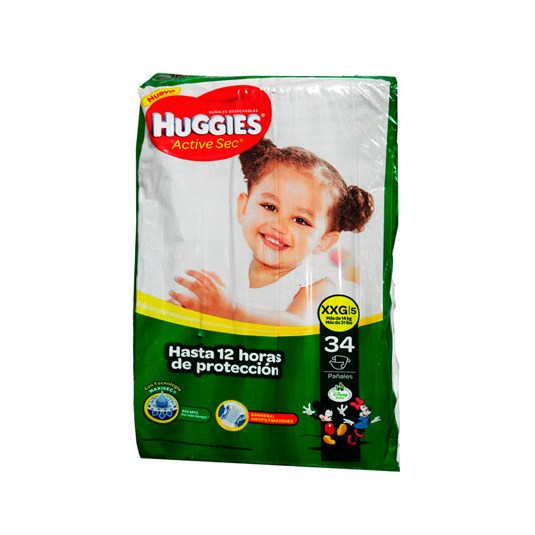 Huggies Pañal Active Sec Extra Extra Grande 34 Uni