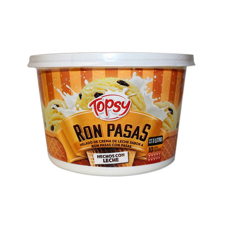 Helado Ron Pasas Topsy 1 Lt