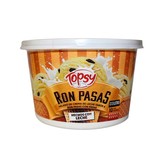 Helado Ron Pasas Topsy 1 Lt