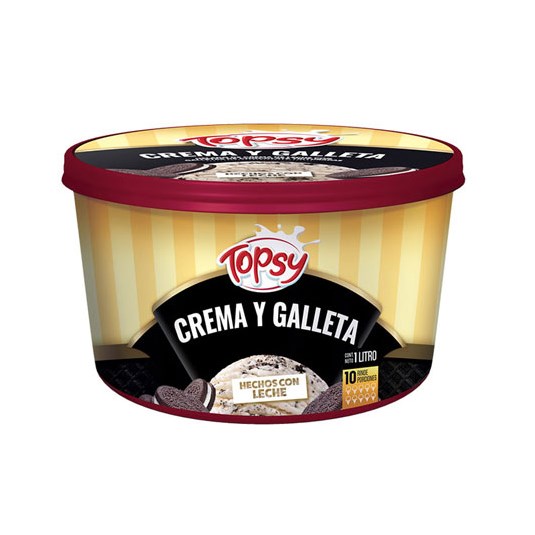 Helado De Crema Y Galletas Topsy 1 Lt