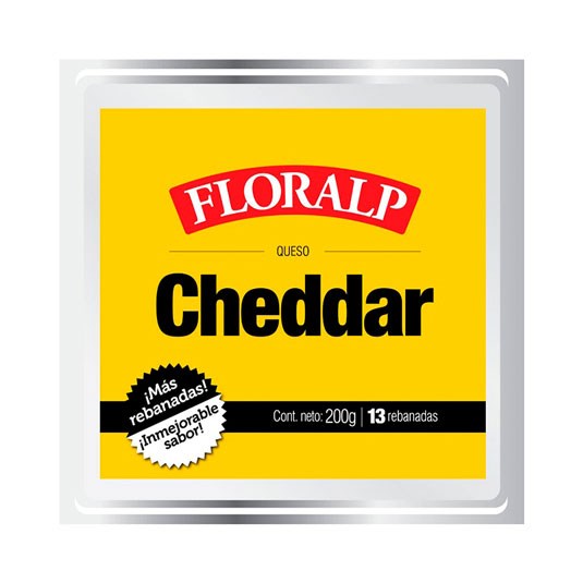 Queso Cheddar Floralp Rebanado 200 Gr.