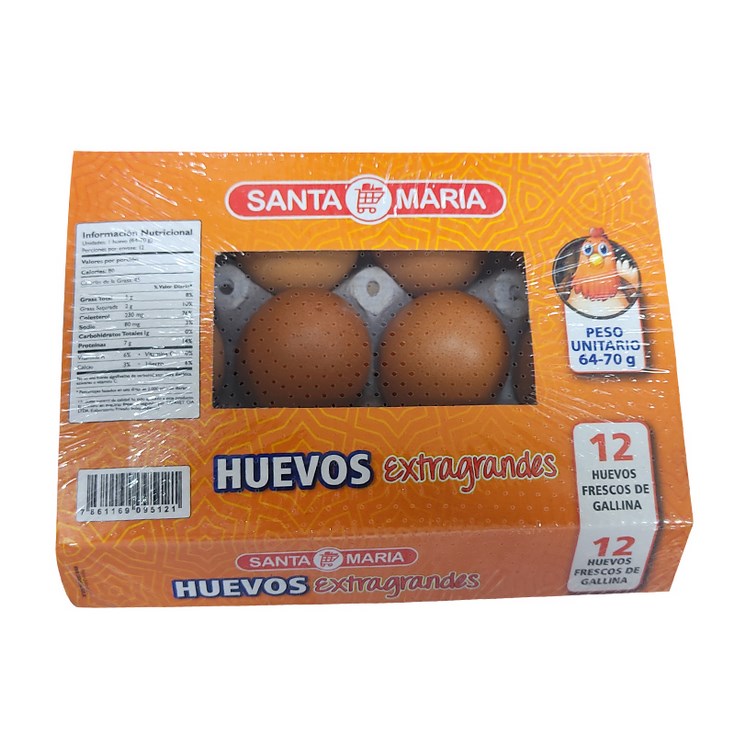 Huevo Extra Grande Santa Maria X 12 Un