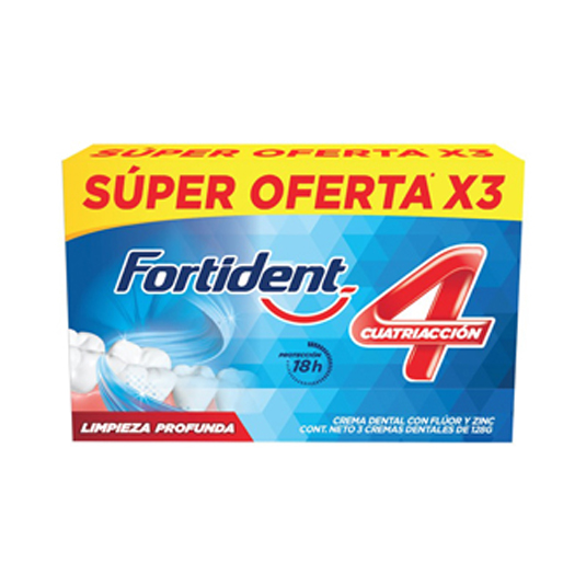 Pasta Dental Fortident Cuatriacción Pack Pague 2 Lleve 3 100