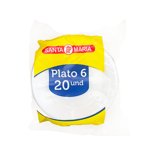 Plato Santa Maria 6 Pulgs Blanco X 20 Uni