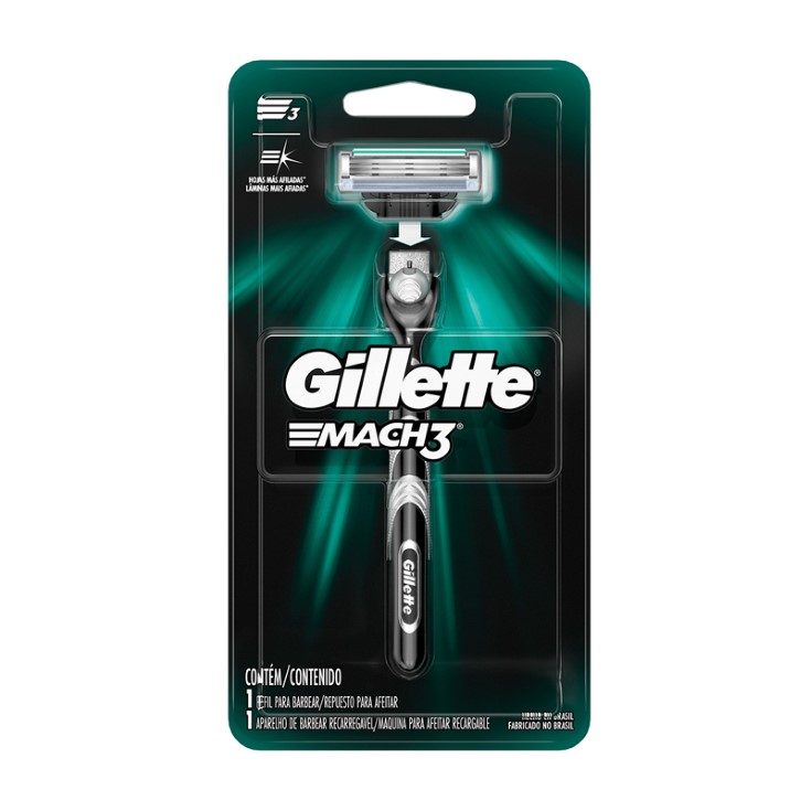 Afeitadora Gillette Máquina Mach 3 Hojas Base