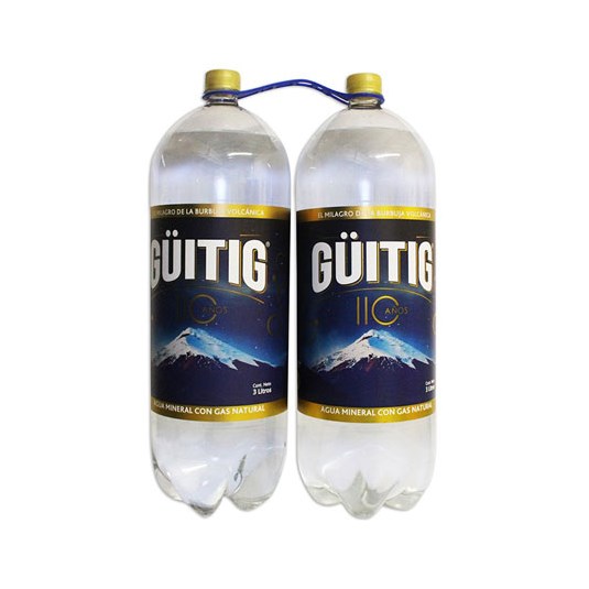 Pack X 2 Agua Con Gas Guitig 3 Lt C/U