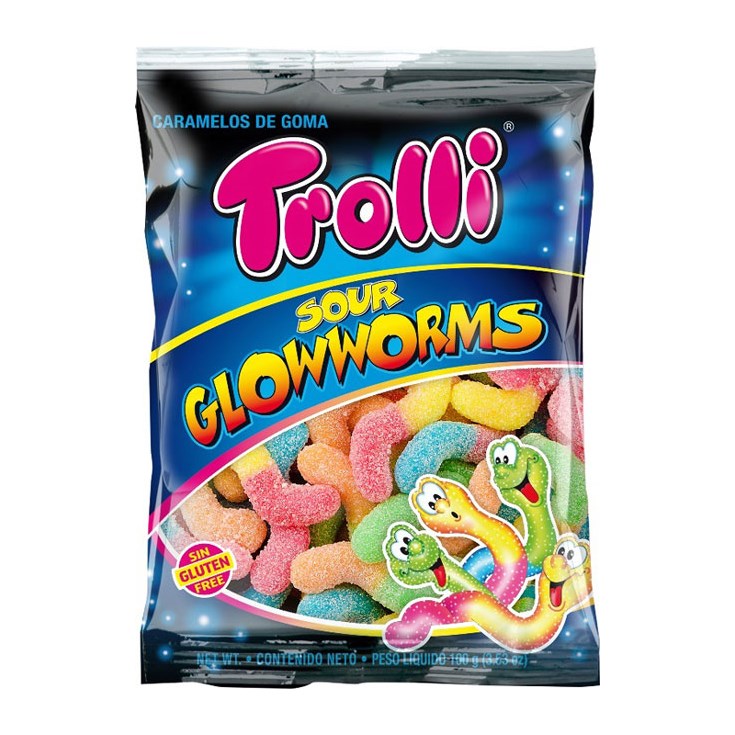 Gomas Sour Glowworms Trolli 100 Gr