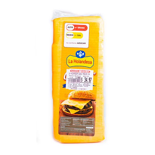 Queso Madura Cheddar Lonjeado La Holandesa 2.5 Kg.