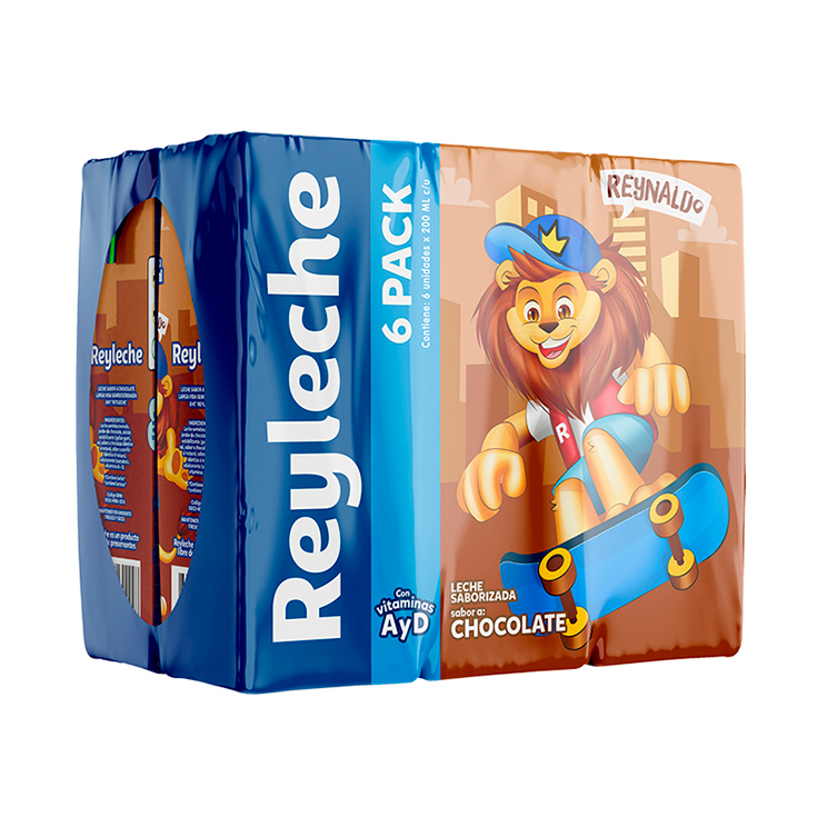 Leche Reyleche Uht Sixpack Sabor Chocolate 200 Ml.