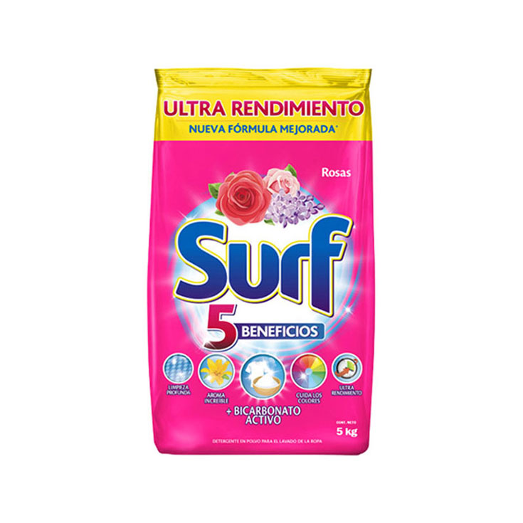 Detergente En Polvo Rosas Lilas Surf 5 Kg