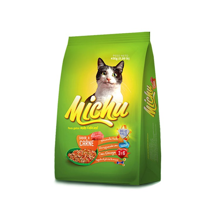 Comida Para Gato Sabor A Carne Michu 450 Gr