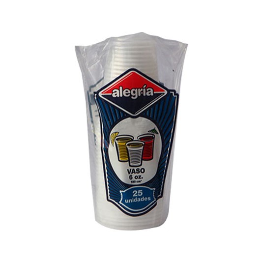 Vaso 6 Oz Anillado Alegría X 25 Un