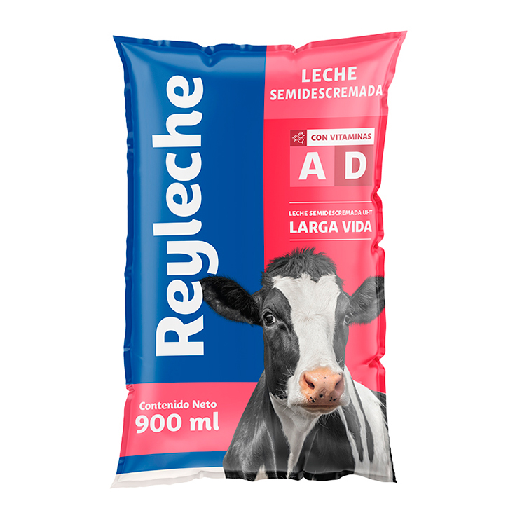 Funda Leche Semidescremada Reyleche 900 Ml.