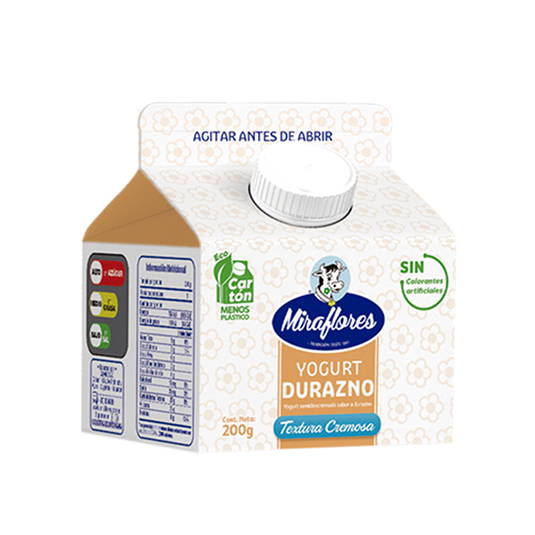 Yogurt sabor durazno Miraflores Cartón 200 ml