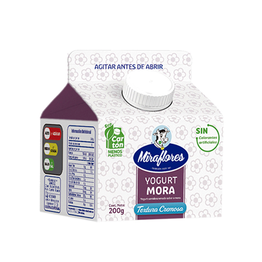 Yogurt sabor mora Miraflores Cartón 200 ml.