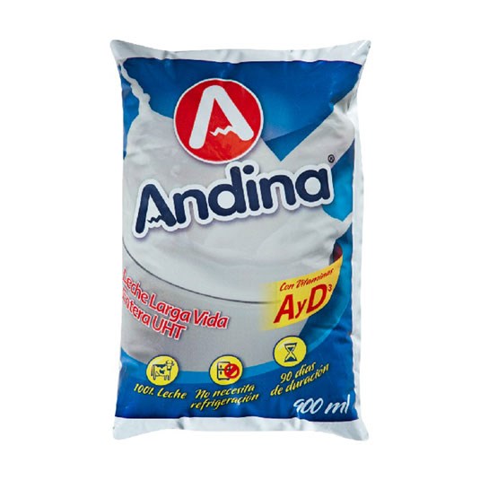 Funda Leche Entera Andina 900 Ml.