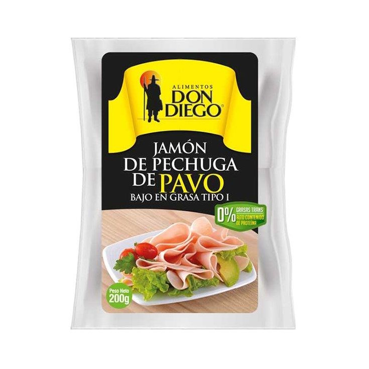 Jamón Pechuga Pavo Ahumado Don diego 200 gr.