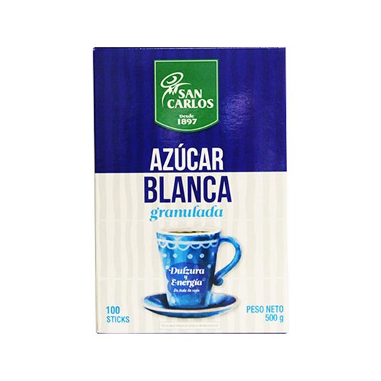 Azúcar Blanca San Carlos 100 Sticks 500 Gr