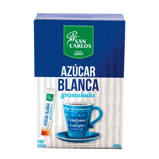 Azúcar Blanca San Carlos 100 Sticks 500 Gr