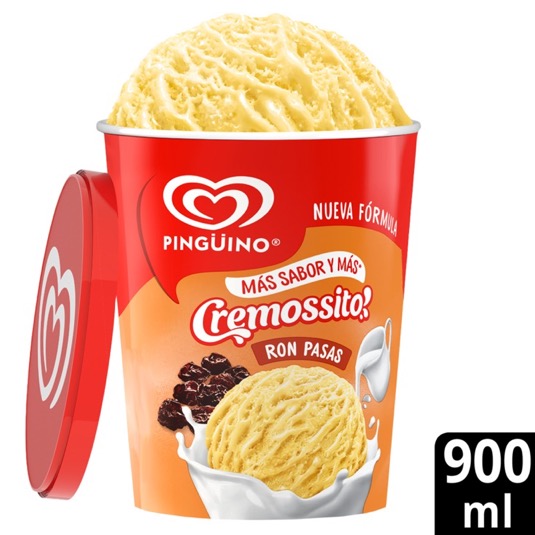 Cremossito Helado Ron Pasas Pingüino 900 Ml