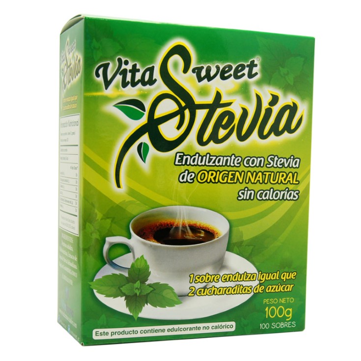 Endulzante Stevia De Origen Natural Sin Calorias 100 Sobres