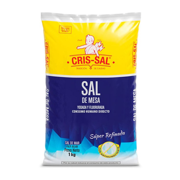 Sal De Mesa Super Refinada Cris-Sal 1 Kg