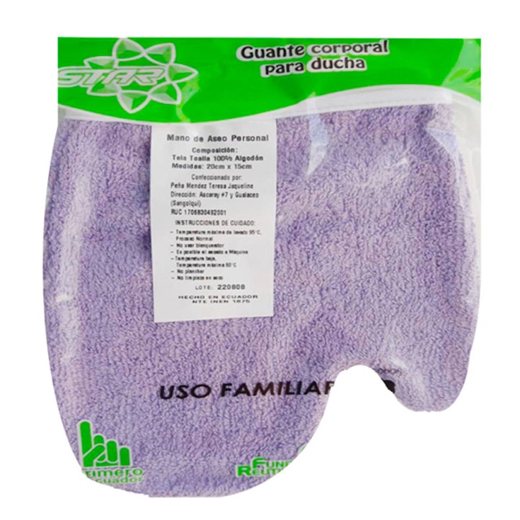 Guante Ducha Corporal Diseño Mano Star X 25 Un. Guante Ducha Corporal Diseño Mano Star X 25 Un.
