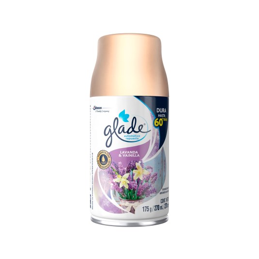 Glade ambiental aerosol repuesto lavanda & vainilla 270 ml.