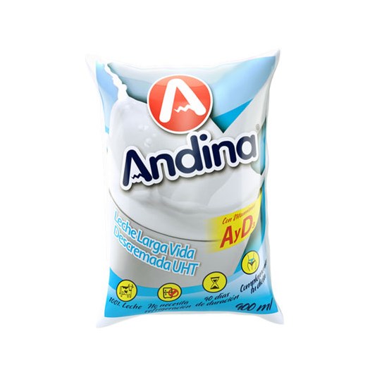 Funda Leche Descremada Andina 900 Ml.