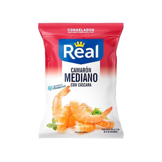 Camarón Mediano Con Cáscara Real 454 Gr