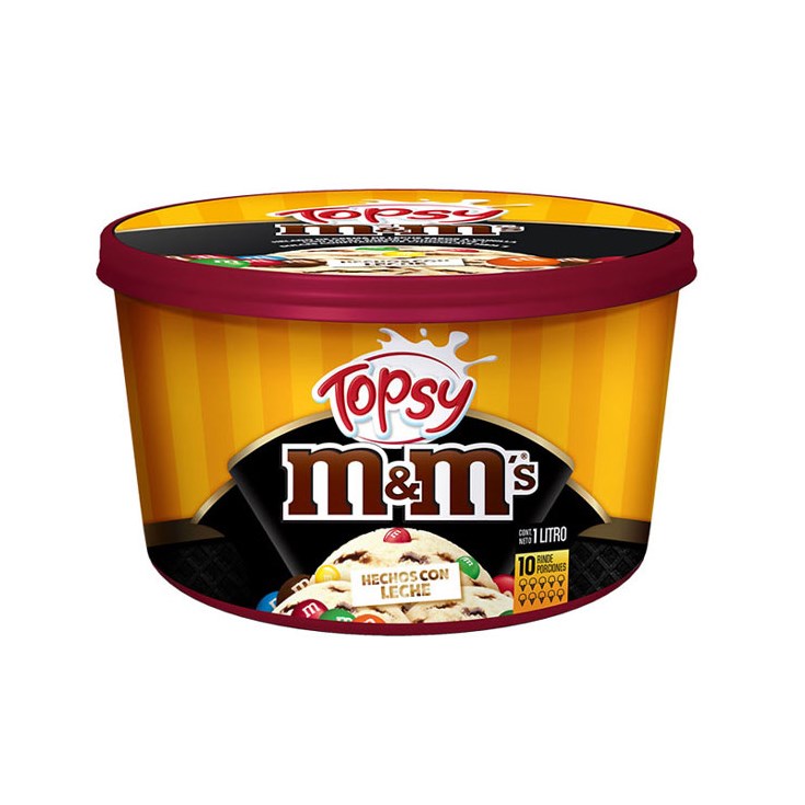 Helado De Vainilla Con M&M Topsy Premium 1 Lt