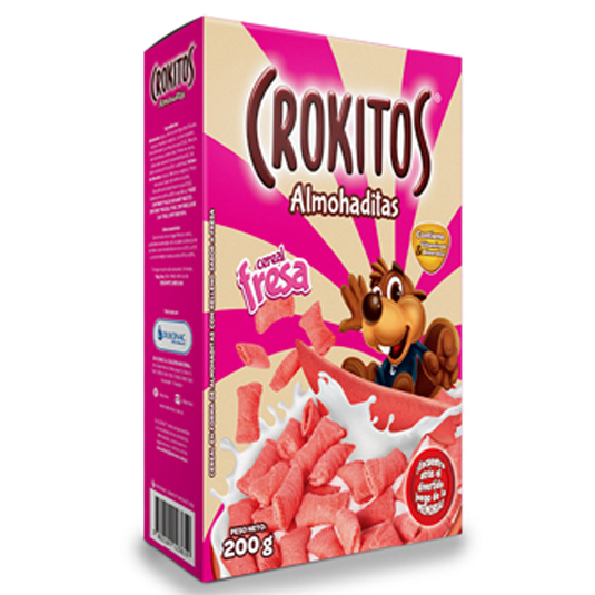 Cereal Crokitos Almohada Barquillo Fresa 200 Gr.